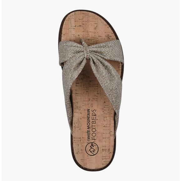 Brand New White Mountain Footbeds Women's 8.5M Gold Glitter Slip On Sandals - Picture 1 of 10